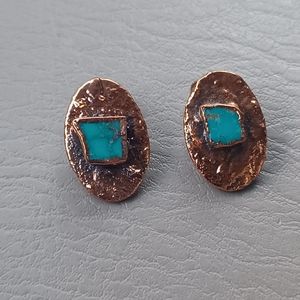 Vintage Navajo Copper Turquoise Snap Earrings
